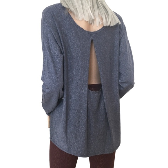 SPLENDID Long Sleeve Tee Open Vented Back Activewear Fitness Yoga Rayon Blend - Picture 6 of 10